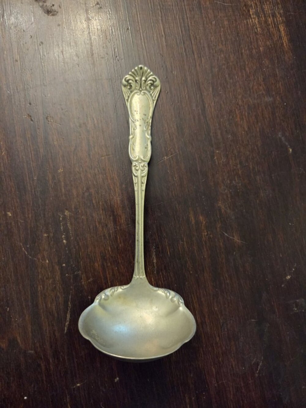 Antique Wm Rogers Oneida Ardsley-Empress Cream Ladle 5 7/8" Curved Handle